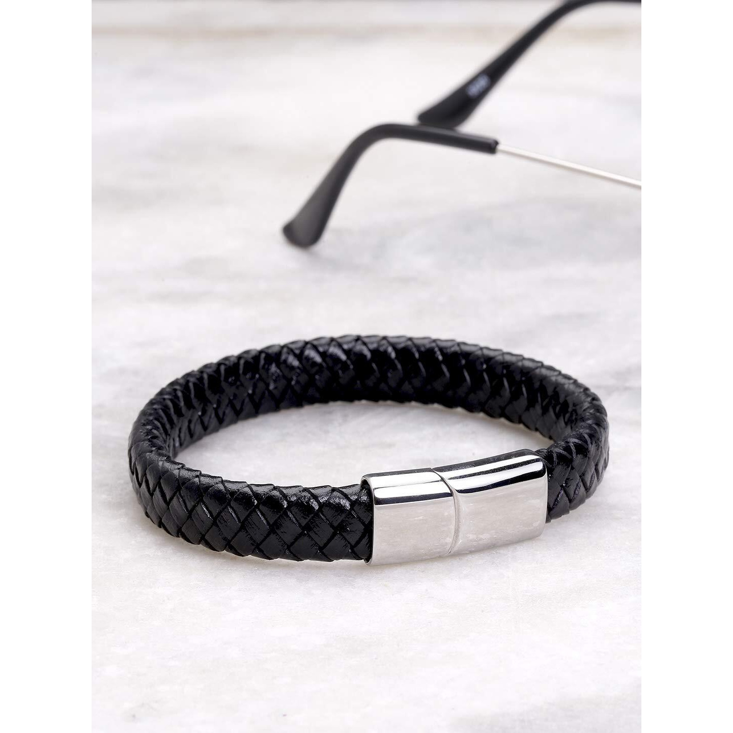 Yellow Chimes Bracelets for Men and Boys Black Leather Bracelet for Men | Magnetic-Clasp Genuine Leather Wrap Bracelets for Men | Birthday Gift for Men and Boys Anniversary Gift for Husband