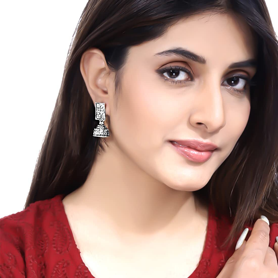 Yellow Chimes Earrings for Women and Girls 4 pcs of Combo Traditional Silver Oxidised Jhumka | German Silver | Leaf Shape Jhumki Earrings Combo | Birthday Gift For girls and women Anniversary Gift for Wife