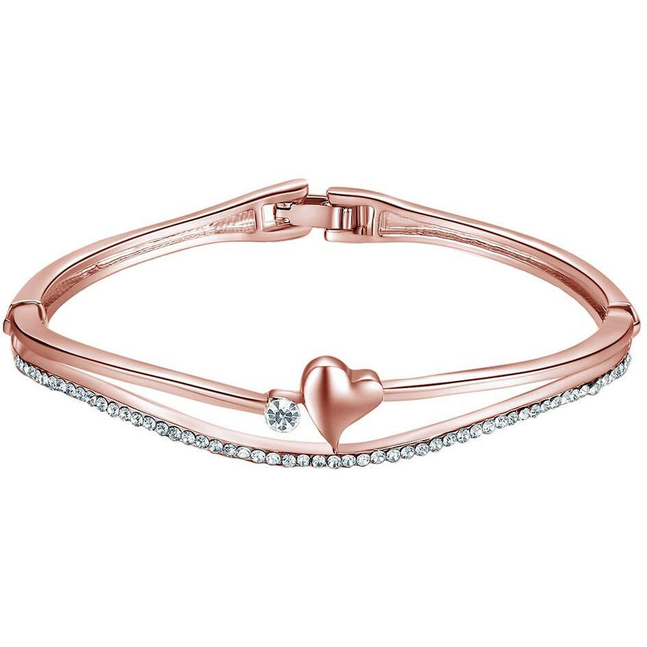 Yellow Chimes Bracelet for Women and Girls Cuff Kadaa Bracelets for Women Valentines Special Love Heart Crystal Rose Gold Plated Hand Cuff Kadaa Bracelet | Birthday Gift For girls and women Anniversary Gift for Wife