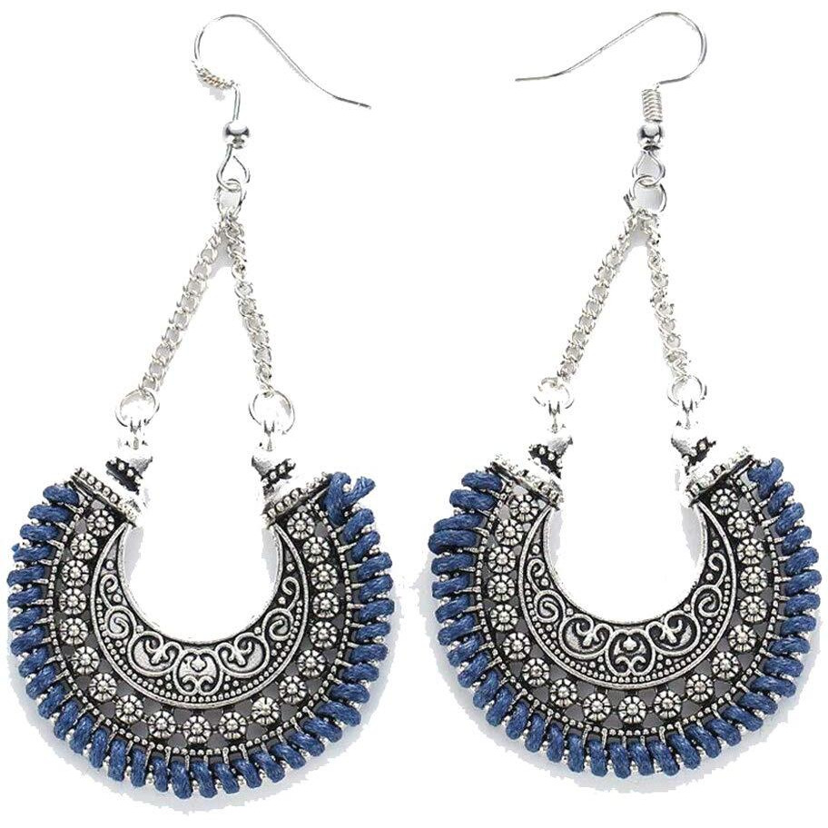 Yellow Chimes Earrings for Women and Girls | Traditional Silver Oxidised Chandbali Earring | Birthday Gift for Girls and Women
