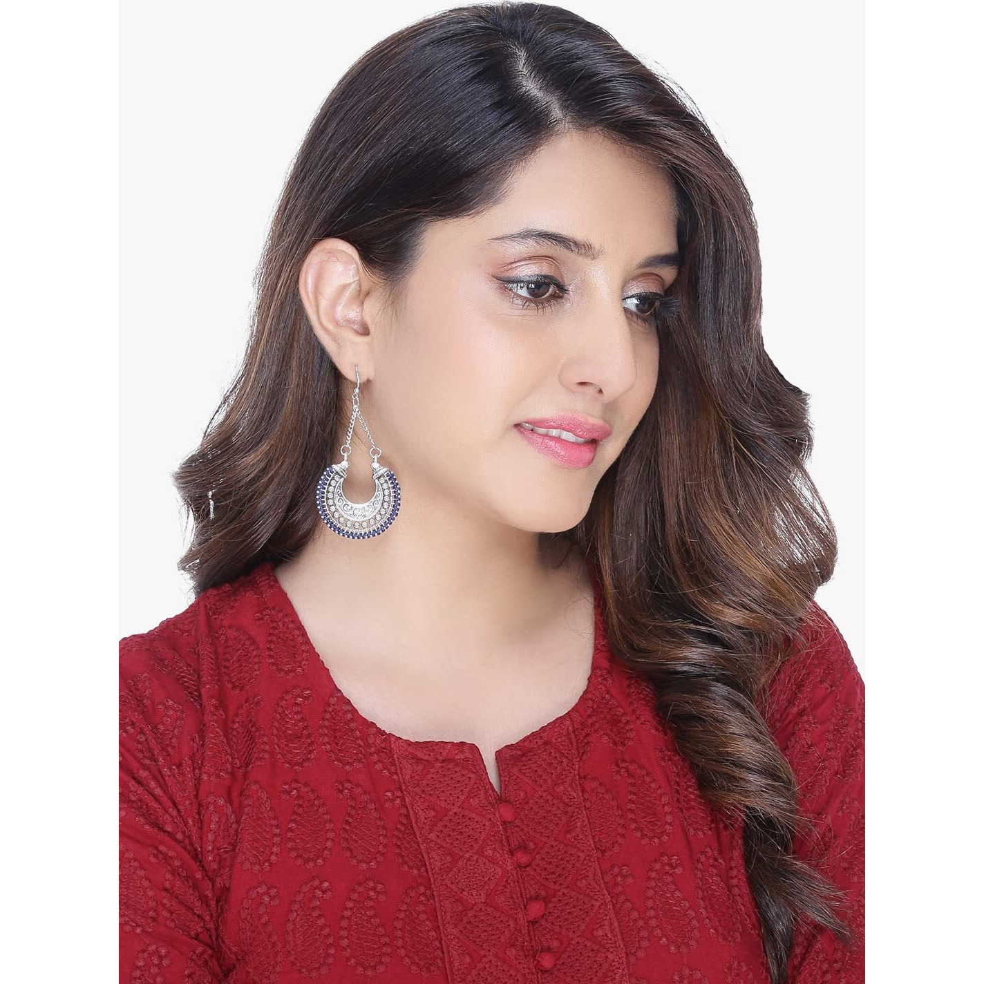 Yellow Chimes Earrings for Women and Girls | Traditional Silver Oxidised Chandbali Earring | Birthday Gift for Girls and Women