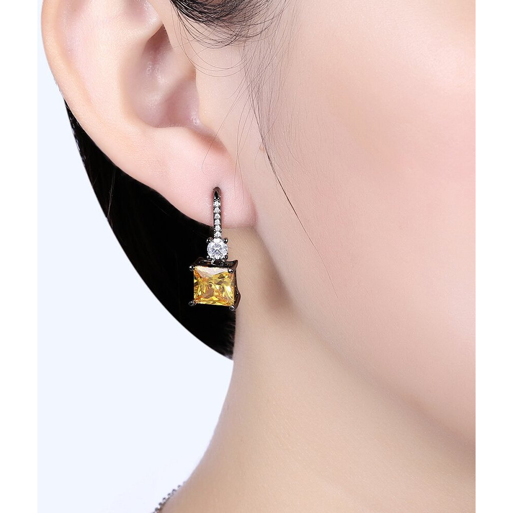 Yellow Chimes Earrings for Women and Girls | Fashion Yellow and White Stone Crystal Drop Earring | Silver Tone Drop |Small Rectangle Shaped Earrings | Accessories Jewellery for Women | Birthday Gift for Girls and Women Anniversary Gift for Wife