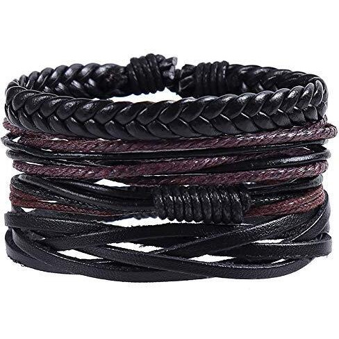 Yellow Chimes Bracelets for Men and Boys | Brown Leather Bracelet Set for Men | Multi Layered Strand Leather Wrap Wrist Bracelet Combo | Accessories Jewellery for Men | Birthday Gift for Men and Boys Anniversary Gift for Husband