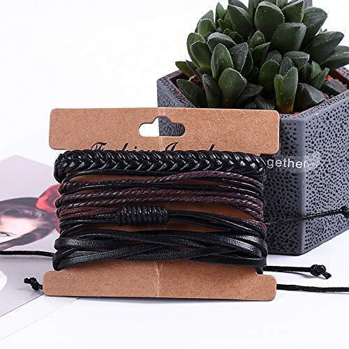 Yellow Chimes Bracelets for Men and Boys | Brown Leather Bracelet Set for Men | Multi Layered Strand Leather Wrap Wrist Bracelet Combo | Accessories Jewellery for Men | Birthday Gift for Men and Boys Anniversary Gift for Husband
