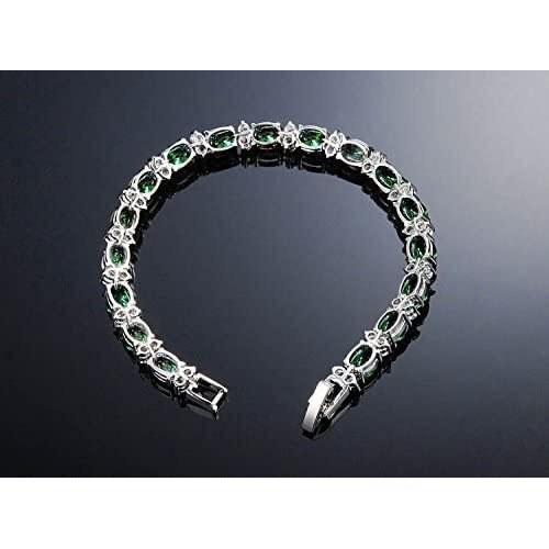 Yellow Chimes Women Crystal Bracelets | Silver Toned Bracelets For Women | Green CZ Crystals Bracelet For Woman | Birthday Gift for Girls & Women Anniversary Gift for Wife