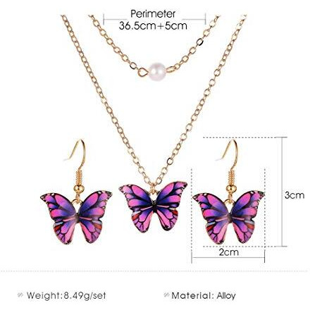 Yellow Chimes Fashion Jewellery Set for Women Gold Plated Purple Butterfly Pendant Set with Drop Earrings for Women and Girls
