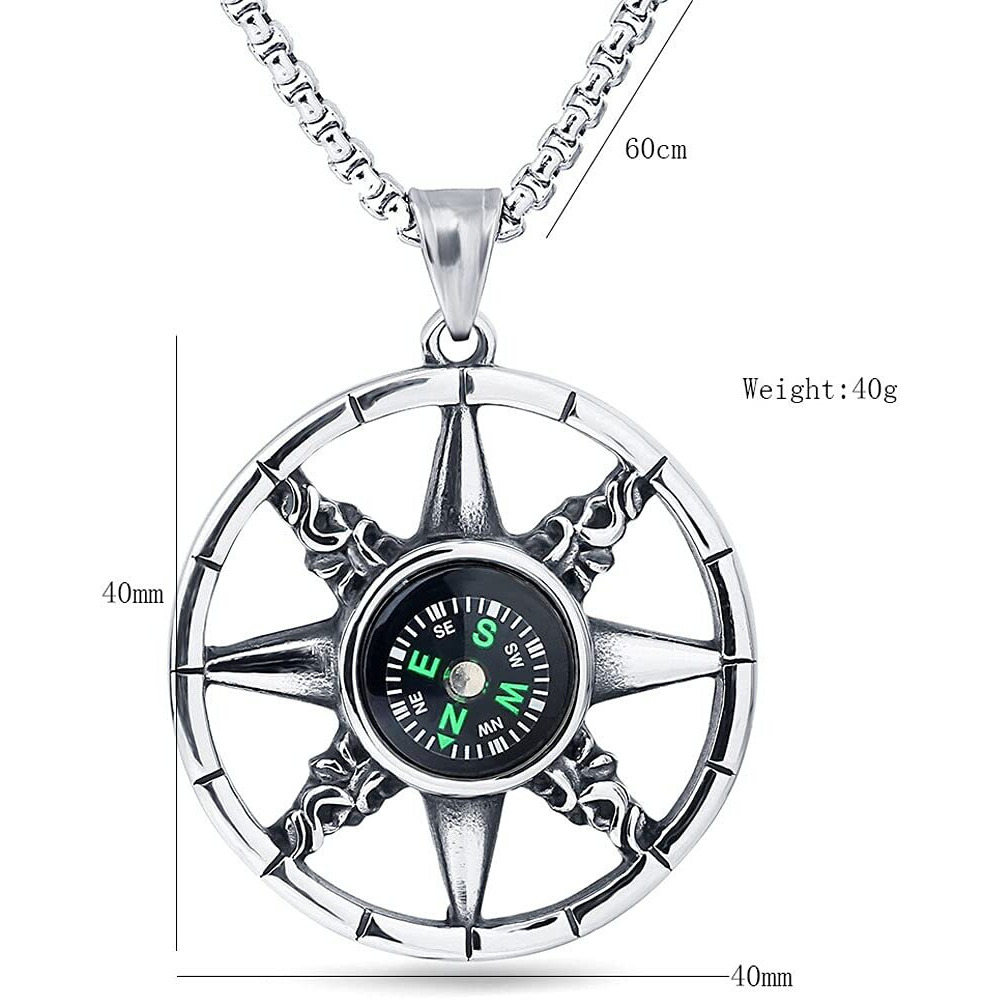 Yellow Chimes Pendant for Men and Boys Silver Pendants For Men | Stainless Steel Compass Chain Pendant Chain for Men | Birthday Gift for Men and Boys Anniversary Gift for Husband