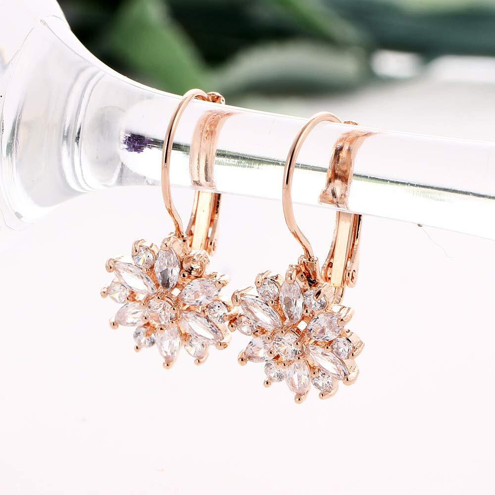 Yellow Chimes Earrings for Women and Girls | Fashion Rose Gold White Crystal Stone Drop | Rose Gold Plated Drop Earring | Floral Shaped Clip On Earrings | Accessories Jewellery for Women | Birthday Gift for Girls and Women Anniversary Gift for Wife