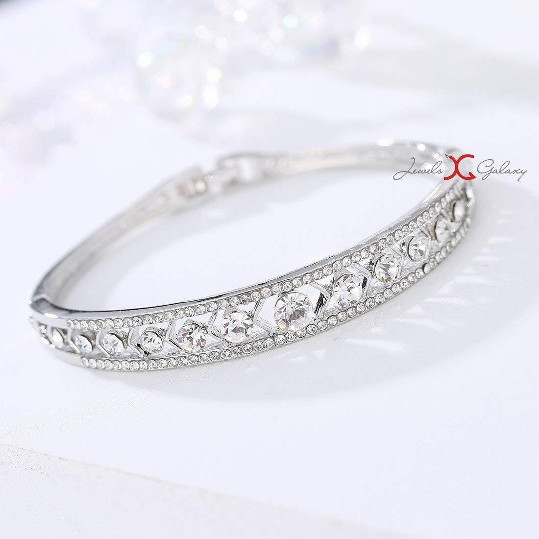 Yellow Chimes Bracelet for Women and Girls Valentine Gift for Girls Fashion White Crystal Bracelets | Silver Toned Bangle Style Bracelet | Birthday Gift For Girls & Women