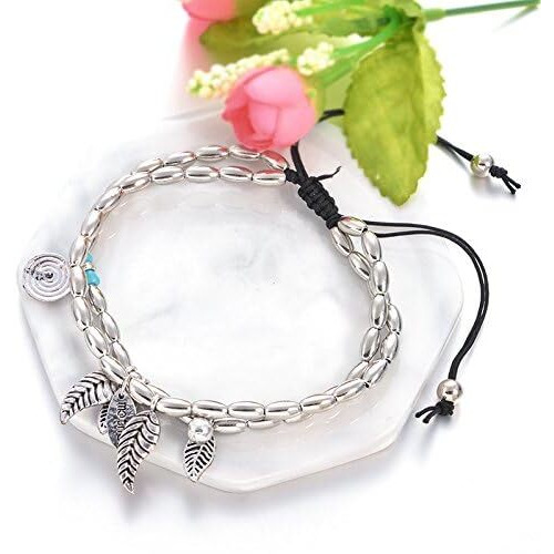 Yellow Chimes Anklets for Women and Girls Fashion Silver Anklets for Women | Silver Tone Leafy Charm Anklet Anklets Payal for Women | Birthday Gift For Girls & women