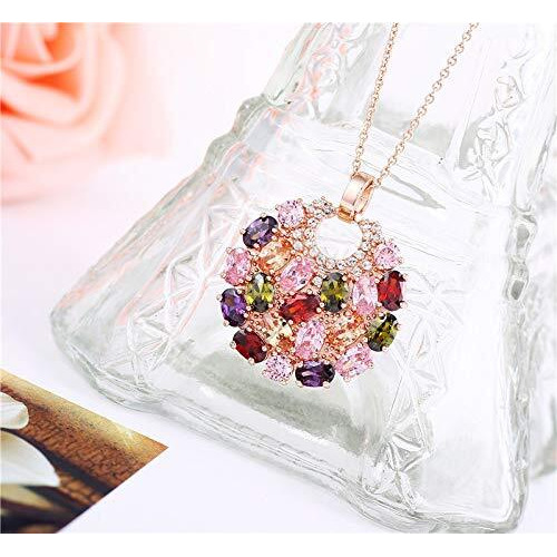 Yellow Chimes Chain Pendant for Women Multicolor Swiss Zircon Crystal Pendant 18k Rose Gold Plated Chain Pendant for women and Girls.