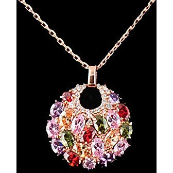 Yellow Chimes Chain Pendant for Women Multicolor Swiss Zircon Crystal Pendant 18k Rose Gold Plated Chain Pendant for women and Girls.