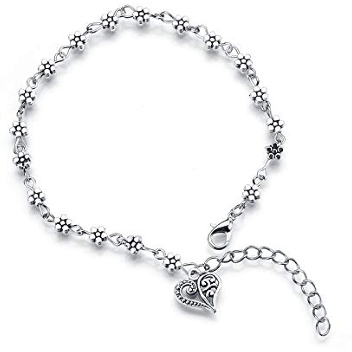 Yellow Chimes Stylish Single PC Oxidized Silver Anklet for Women (YCFJAK-020HRT-SL)