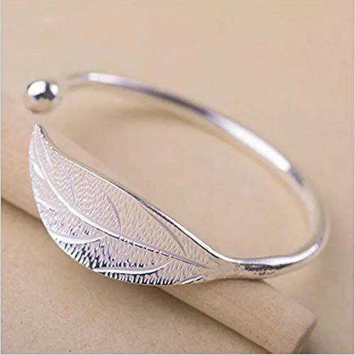 Yellow Chimes Kada Bracelet for Women Magic Open Leaf Shape Silver Plated Adjustable Wrist Band Cuff Bracelet for Women and Girls