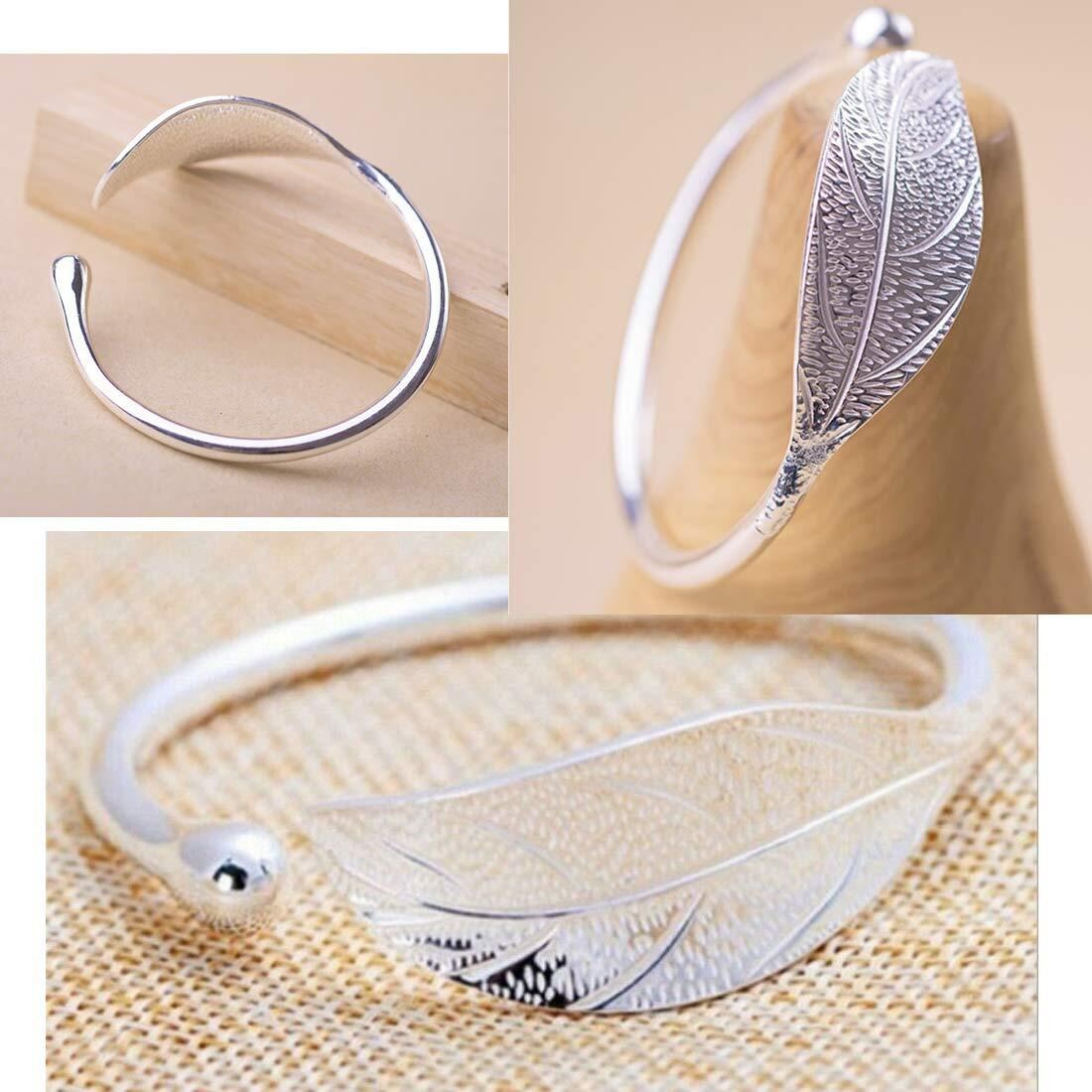 Yellow Chimes Kada Bracelet for Women Magic Open Leaf Shape Silver Plated Adjustable Wrist Band Cuff Bracelet for Women and Girls