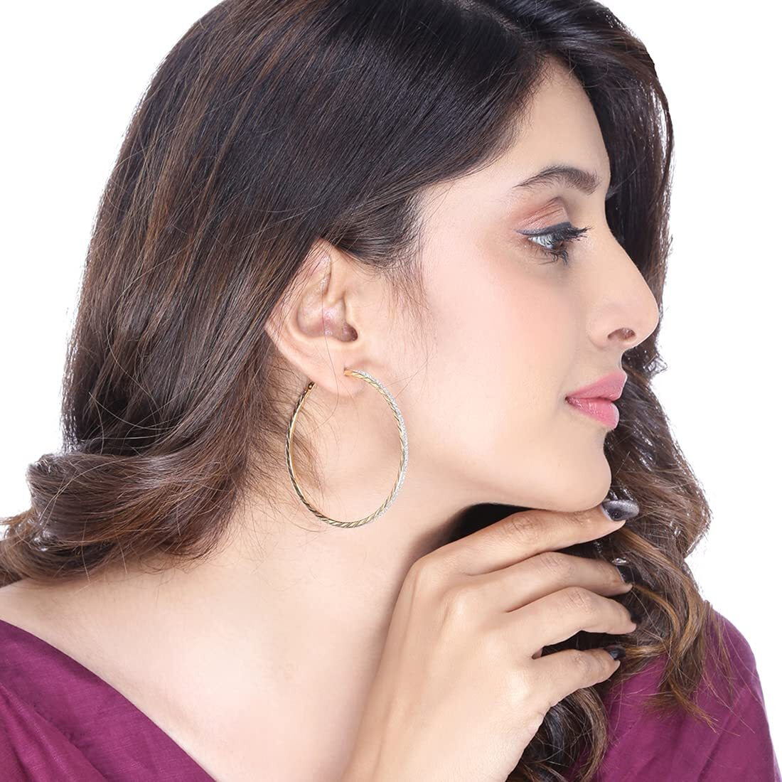 Yellow Chimes Earrings for Women and Girls | Fashion Gold Plated Hoop Earring | Western Big Hoop Earrings | Accessories Jewellery for Women | Birthday Gift for Girls and Women Anniversary Gift for Wife