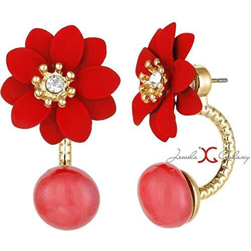 Yellow Chimes Stud Earrings for Women 4 Pair Combo Earrings Modern Style Latest Floral Pearl Studs Earrings Set For Women and Girls