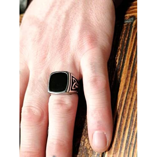 Yellow Chimes Rings for Men and Boys | Silver Ring for Men | Square Shaped Mens Ring | Stainless Steel Rings for Men | Accessories Jewellery for Men | Birthday and Anniversary Gift