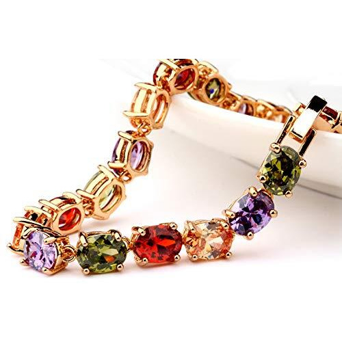 Yellow Chimes Women Crystal Bracelets | Rose Gold Plated Bracelets for Women | Multi Color Crystals Bracelet For Woman | Birthday Gift for Girls & Women Anniversary Gift for Wife