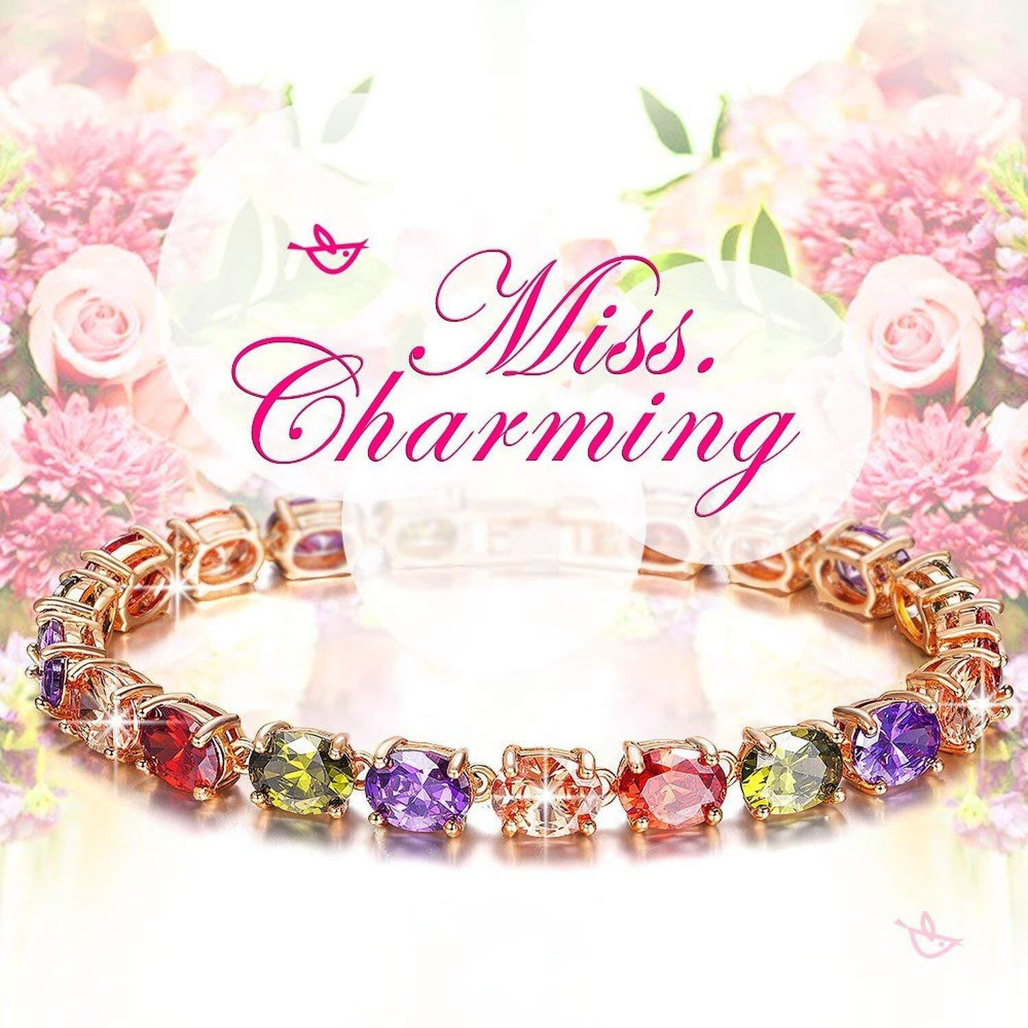 Yellow Chimes Women Crystal Bracelets | Rose Gold Plated Bracelets for Women | Multi Color Crystals Bracelet For Woman | Birthday Gift for Girls & Women Anniversary Gift for Wife