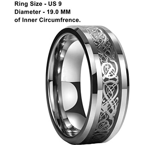 Yellow Chimes Silver Rings For Men | Pack of 1 Stainless Steel Men Ring | Dragon Celtic Design Silver Finger Ring for Boys | Ideal Gift For Men and Boys