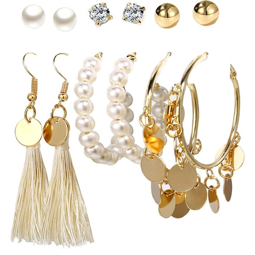 Yellow Chimes Earrings for Women and Girls | Fashion Studs and Hoops Earring Set | Gold Plated Small Stud and Big Hoop Earring | Western Hoop Earrings Combo | Accessories Jewellery for Women | Birthday Gift for Girls and Women Anniversary Gift for Wife
