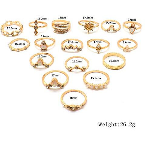 Yellow Chimes Rings for Women and Girls Fashion Aesthetic Golden Ring Set | Gold Plated Aesthetic Ring Knuckle Rings Set 8 Pcs Combo Boho Vintage Ring | Birthday Gift For Girls and Women