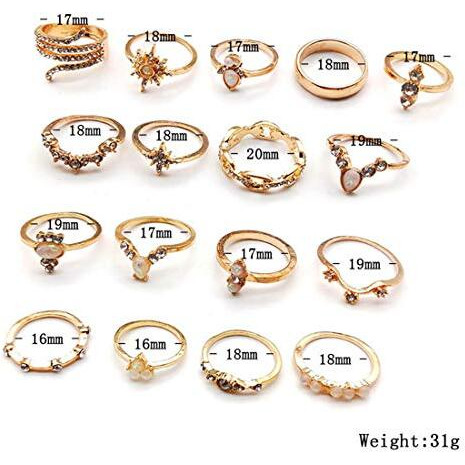 Yellow Chimes Rings for Women and Girls Fashion Aesthetic Golden Ring Set | Gold Plated Aesthetic Ring Knuckle Rings Set 8 Pcs Combo Boho Vintage Ring | Birthday Gift For Girls and Women