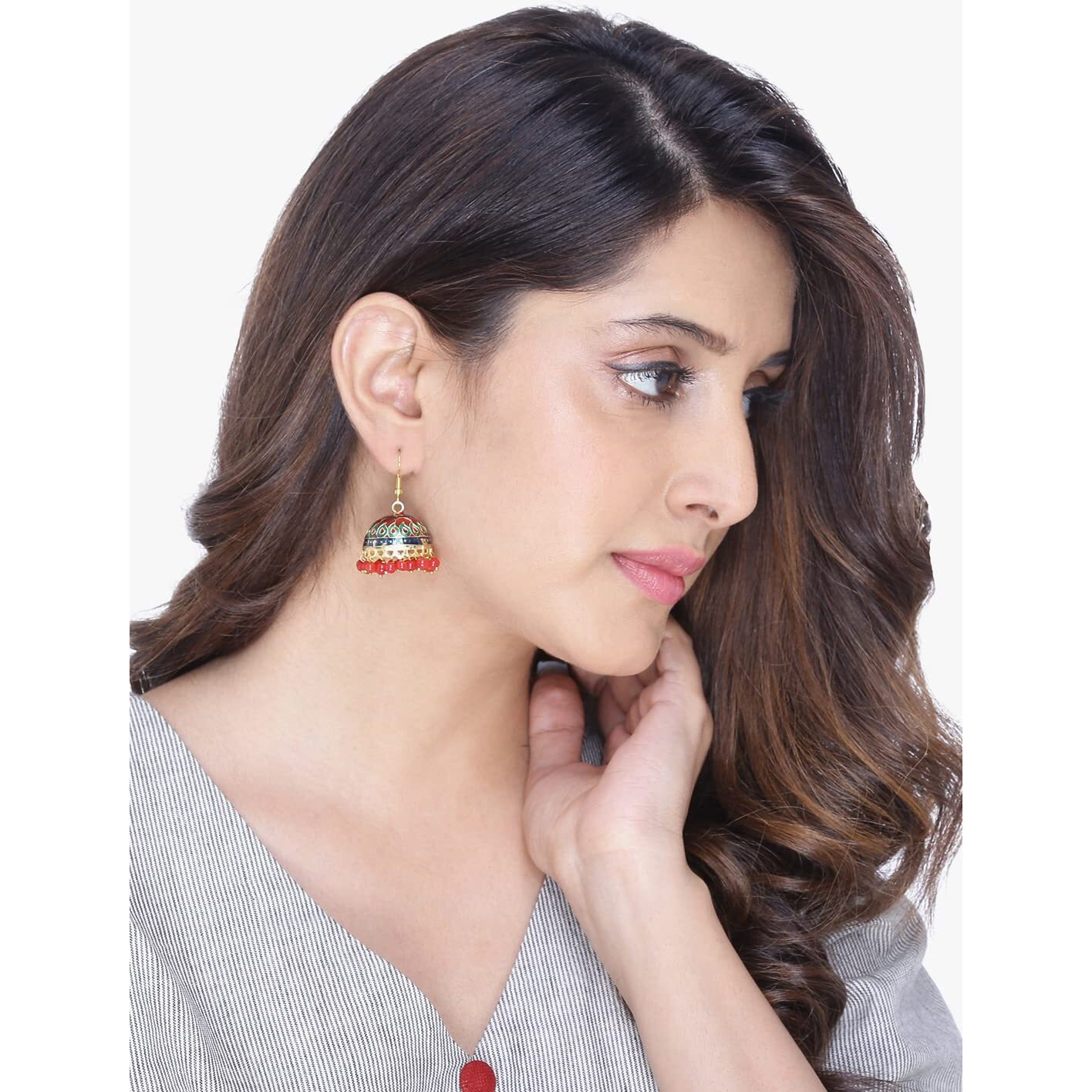 Yellow Chimes Earrings for Women and Girls | Traditional Multicolor Meenakari Jhumka | Gold Plated Set Earring | Dome Shaped Jhumka Earring Combo | Accessories Jewellery for Women | Birthday Gift for Girls and Women Anniversary Gift for Wife