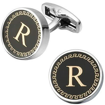 Yellow Chimes Cufflinks for Men Alphabet Cuff links Letter R Statement Stainless Steel Cufflinks for Men and Boys