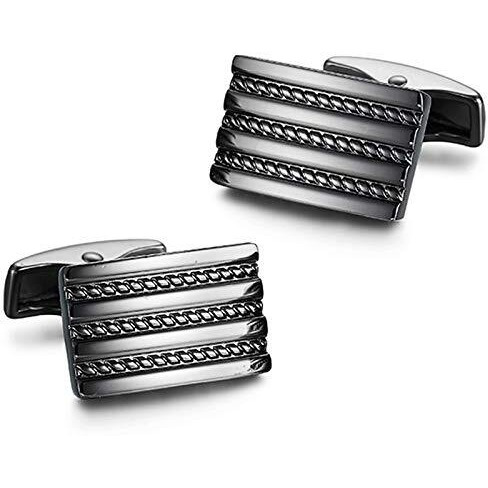 Yellow Chimes Cufflinks for Men and Boys Black Cuff links | Formal Stainless Steel Black Cufflink | Birthday Gift for Men and Boys Anniversary Gift for Husband