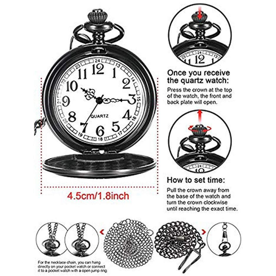 Yellow Chimes Black Pendant for Women Daughters Special Pocket Watch Pendant for Fathers Little Princess Unique Memorable Gift for Daughter Stainless Steel Watch for Women and Girls.
