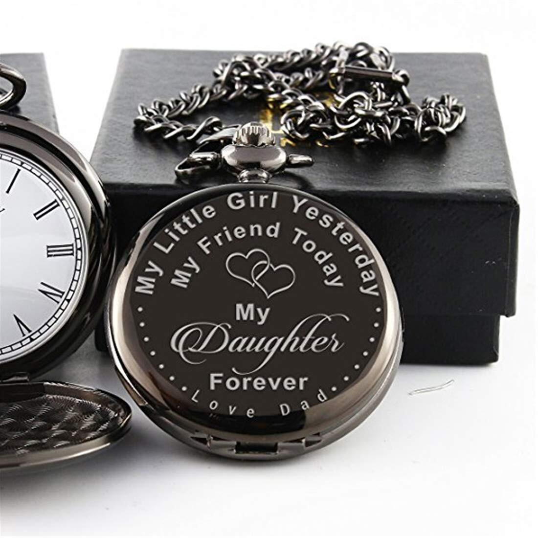 Yellow Chimes Black Pendant for Women Daughters Special Pocket Watch Pendant for Fathers Little Princess Unique Memorable Gift for Daughter Stainless Steel Watch for Women and Girls.