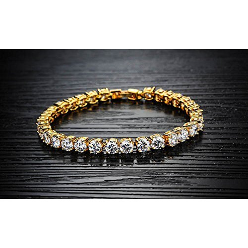 Yellow Chimes Valentine Gift for Girls Bracelet for Women and Girls | White Crystal Bracelets for Women Gold Toned Cubic Zircon Bracelet | Birthday Gift for Girls & Women Anniversary Gift for Wife