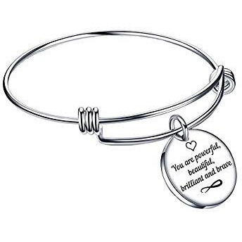 Yellow Chimes Bracelet for Women You are Powerful,Beautiful,Brilliant & Brave Fashionable Inspirational Message Steel Charm Bracelet for Girls and Women
