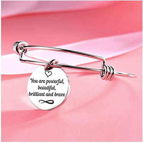 Yellow Chimes Bracelet for Women You are Powerful,Beautiful,Brilliant & Brave Fashionable Inspirational Message Steel Charm Bracelet for Girls and Women