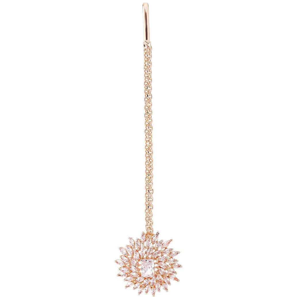 Yellow Chimes American Diamond Maang Tikka for Women Rosegold Plated High Grade Authentic White AD Jewellery Maang Tikka for Women and Girls