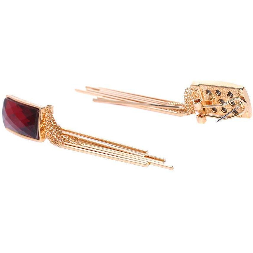 Yellow Chimes Danglers Earrings for Women Red Crystal Earrings Gold Plated Tassel Danglers Earrings For Women and Girls.