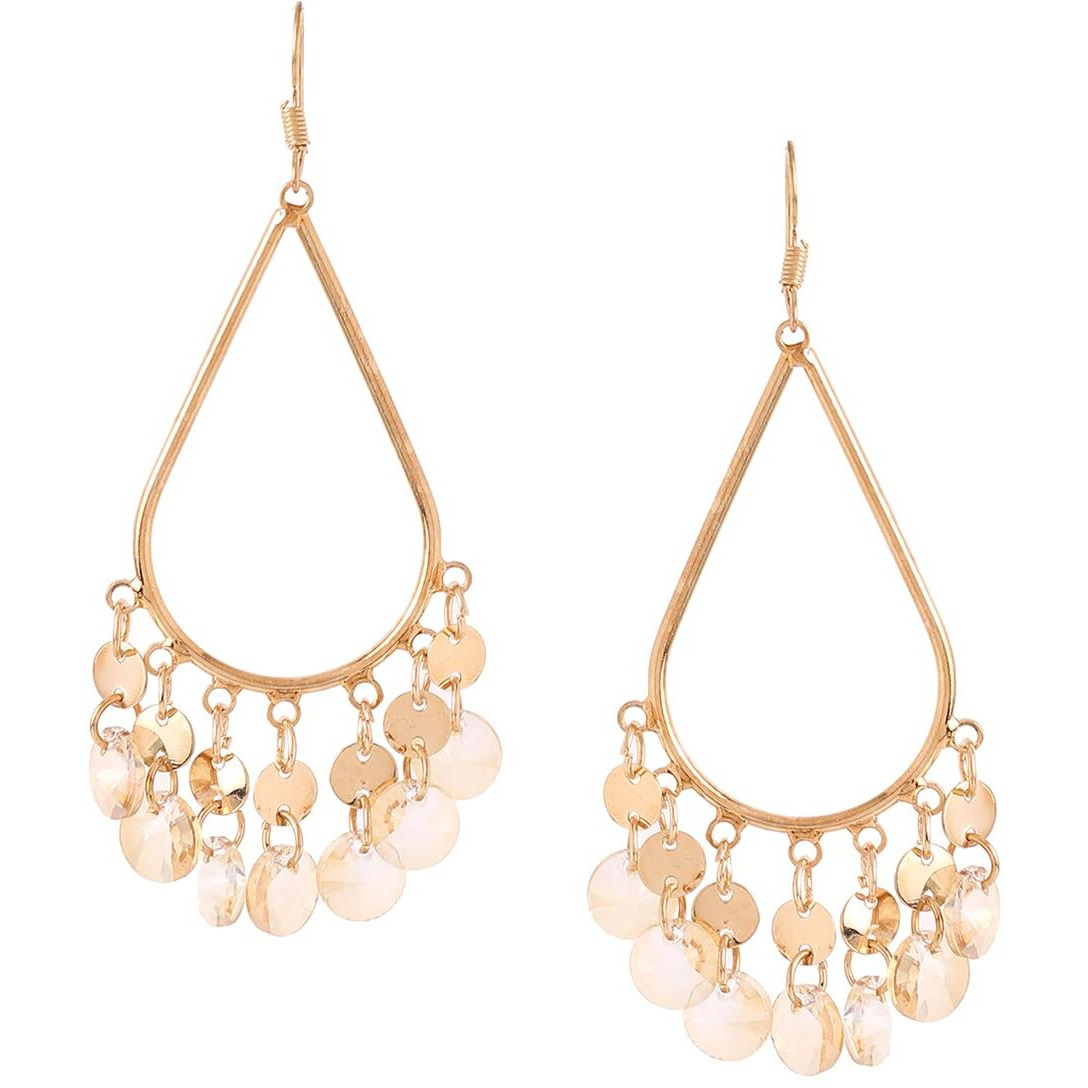 Yellow Chimes Jhumka Style Golden Crystal Fancy Earrings for Women and Girls