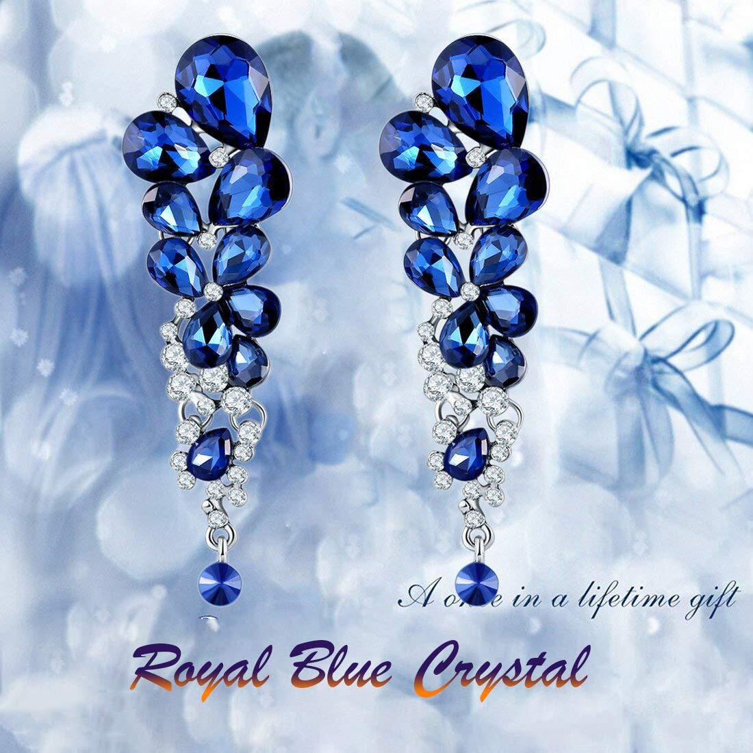 Yellow Chimes Danglers Earrings for Women Blue Crystal Earrings Platinum Plated Long Danglers Earrings For Women and Girls.