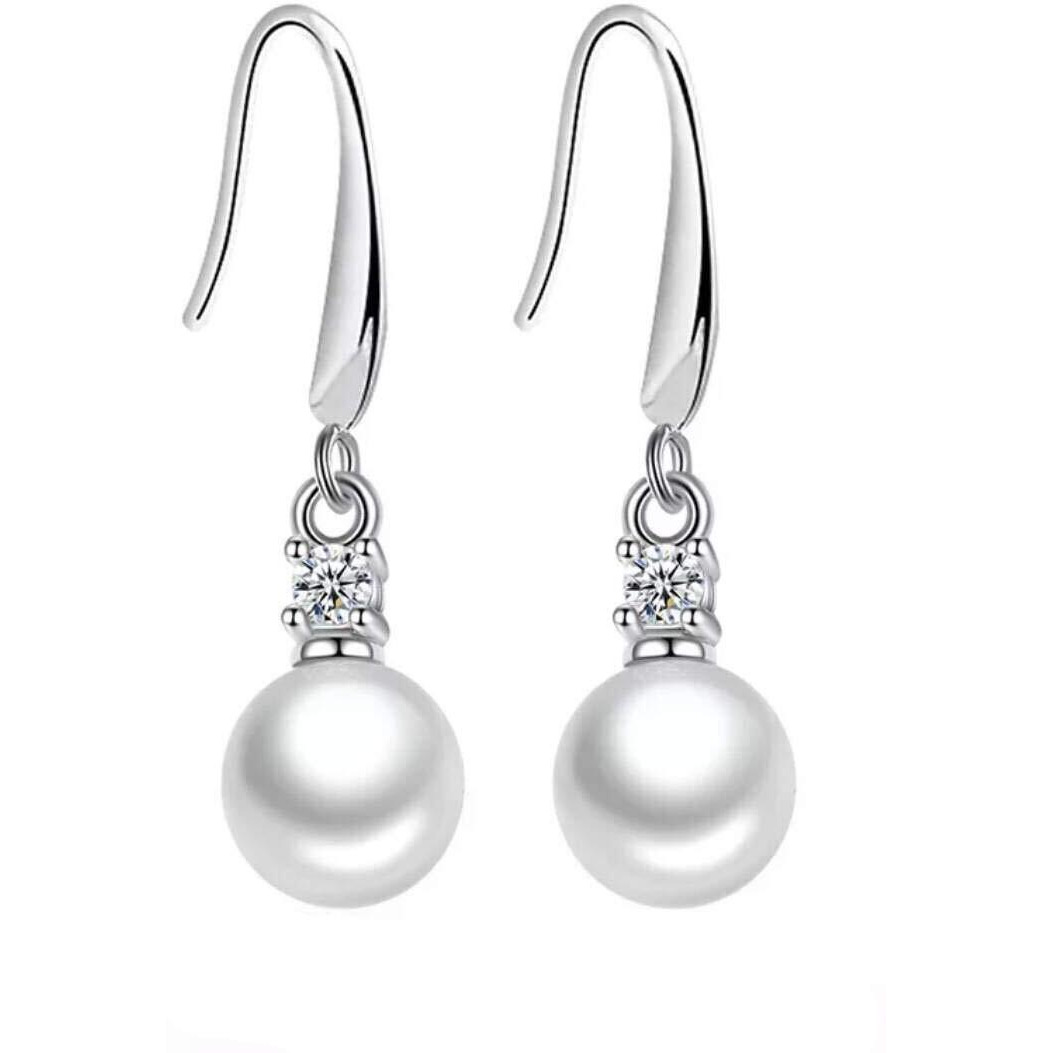 Yellow Chimes Pearl Earrings for Women Silver White Pearl Earrings Classic All Time Favorite Pearl Silver Plated Drop Earrings for Women and Girls