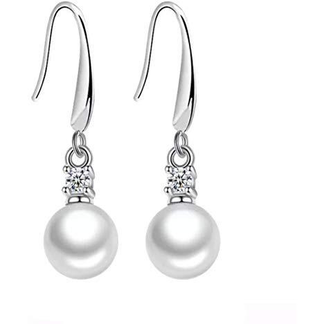 Yellow Chimes Pearl Earrings for Women Silver White Pearl Earrings Classic All Time Favorite Pearl Silver Plated Drop Earrings for Women and Girls
