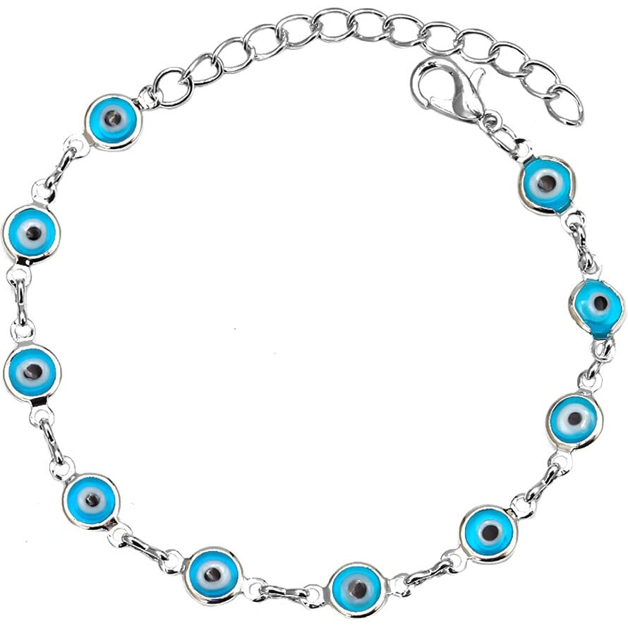 Yellow Chimes Evil Eye Bracelet for Women Evil Eye Beads Bracelet Silver Plated Adjustable Hand Charm Unisex Bracelet for Men and Women.