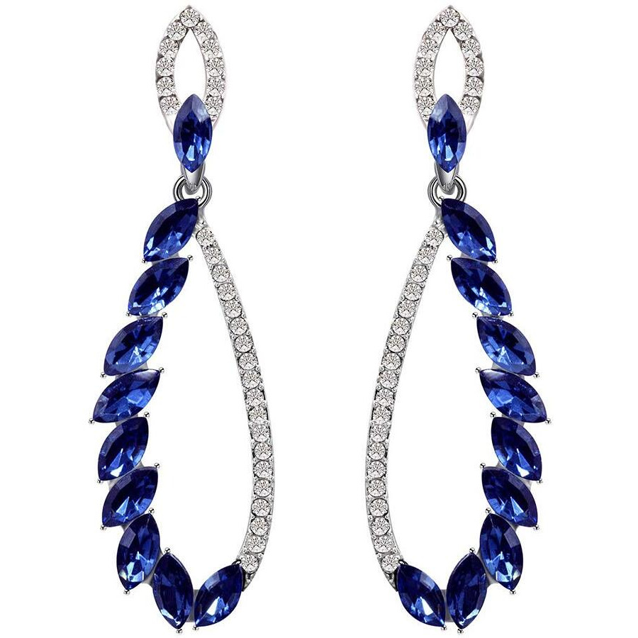 Yellow Chimes Crystal Danglers Earrings for Women | Blue Earrings for Girls | Fashion Women Earrings | Leafy Shaped Long Dangler Earrings | Birthday Gift For Girls Anniversary Gift for Wife