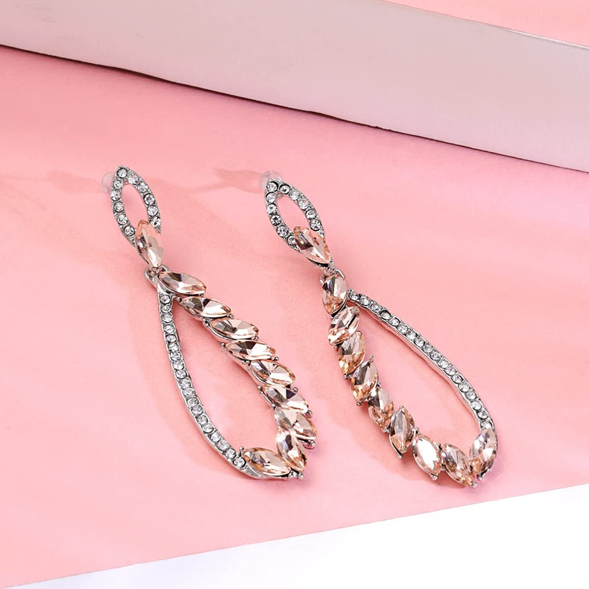 Yellow Chimes Dangler Earrings for Women | Silver Toned Leaf Shaped Danglers Earrings | Pink & White Crystal Studded Fashion Earrings | Birthday Gift For Girls Anniversary Gift for Wife