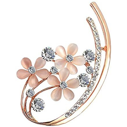 Yellow Chimes Floral Brooch for Women Elegant Rosegold Plated Opal Crystal Floral Brooch for Women and Girls