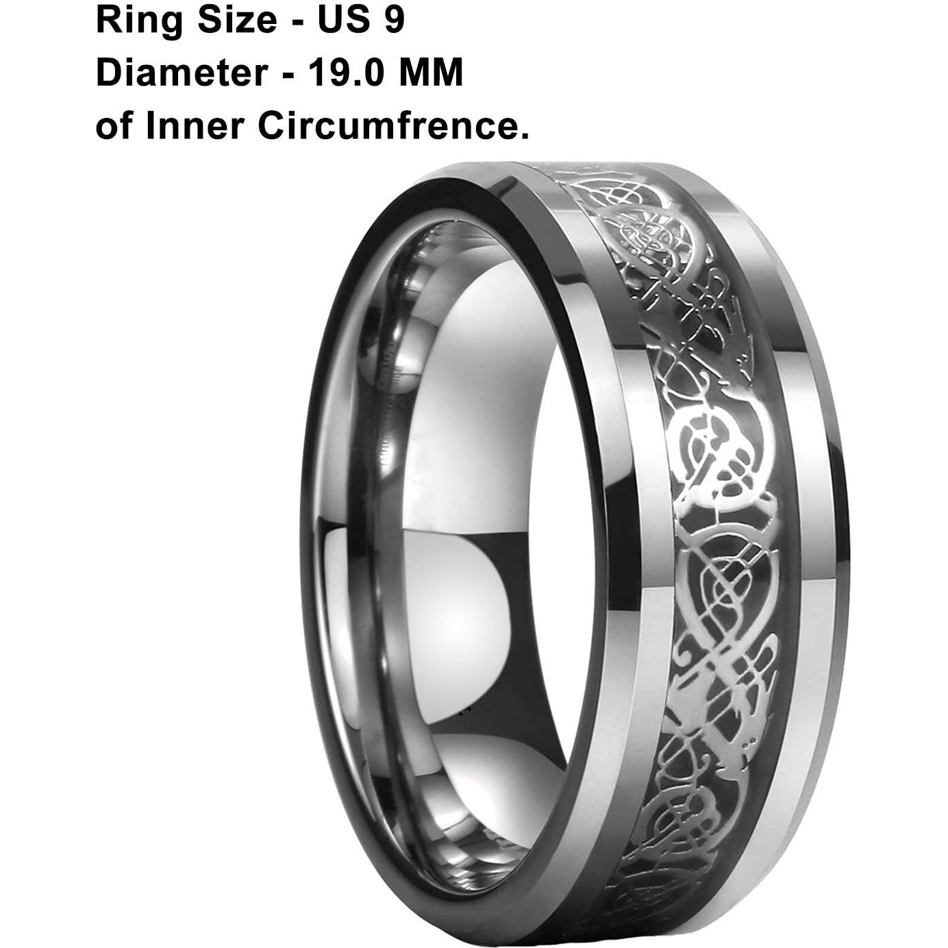 Yellow Chimes Silver Rings For Men | Pack of 1 Stainless Steel Men Ring | Dragon Celtic Design Silver Finger Ring for Boys | Ideal Gift For Men and Boys