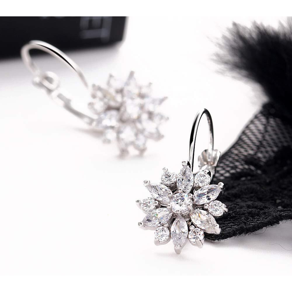 Yellow Chimes Clip on Earrings for Women A5 Grade Crystal Silver Plated Floral Clip-on Earrings for Women and Girls