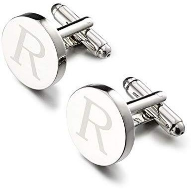 Yellow Chimes Exclusive Collection Alphabet Letters Stainless Steel Statement Cufflinks for Men (Silver R Cufflinks)