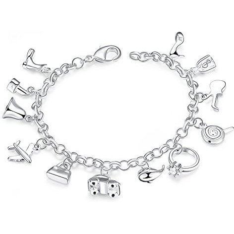 Yellow Chimes Bracelet For Women And Girls Fashion Silver Color Charm Chain Bracelets | Muti Shaped Charms Silver Tones Style Bracelet | Birthday And Anniversary Gift